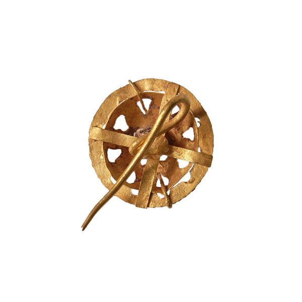 Römischer Gold Ohrring mit Zierscheibe