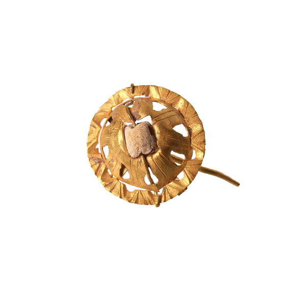 Römischer Gold Ohrring mit Zierscheibe