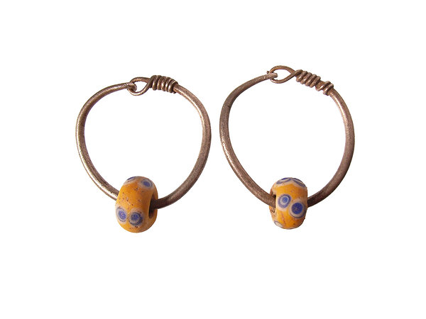 Römisch-keltische Creolen Ohrringe aus Silber mit Augenperlen